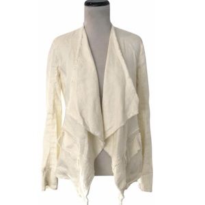 Free People Off White Frayed Hem Drape Jacket XS